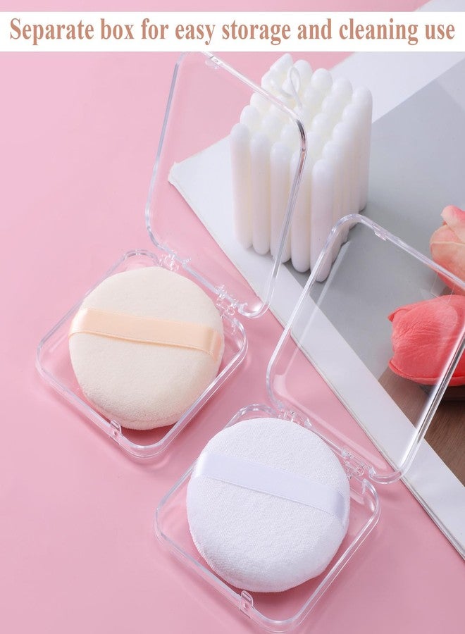 Xyembu 2 Pcs Powder Puffs, 3.15 Inch Body Puff and Container, Fluffy Powder-Puff, Portable Soft Cotton Powders-Puff, Travel Soft Washable Reusable Dusting Powder Puff for Body, Makeup Face(White, Skin Color) - Image 3